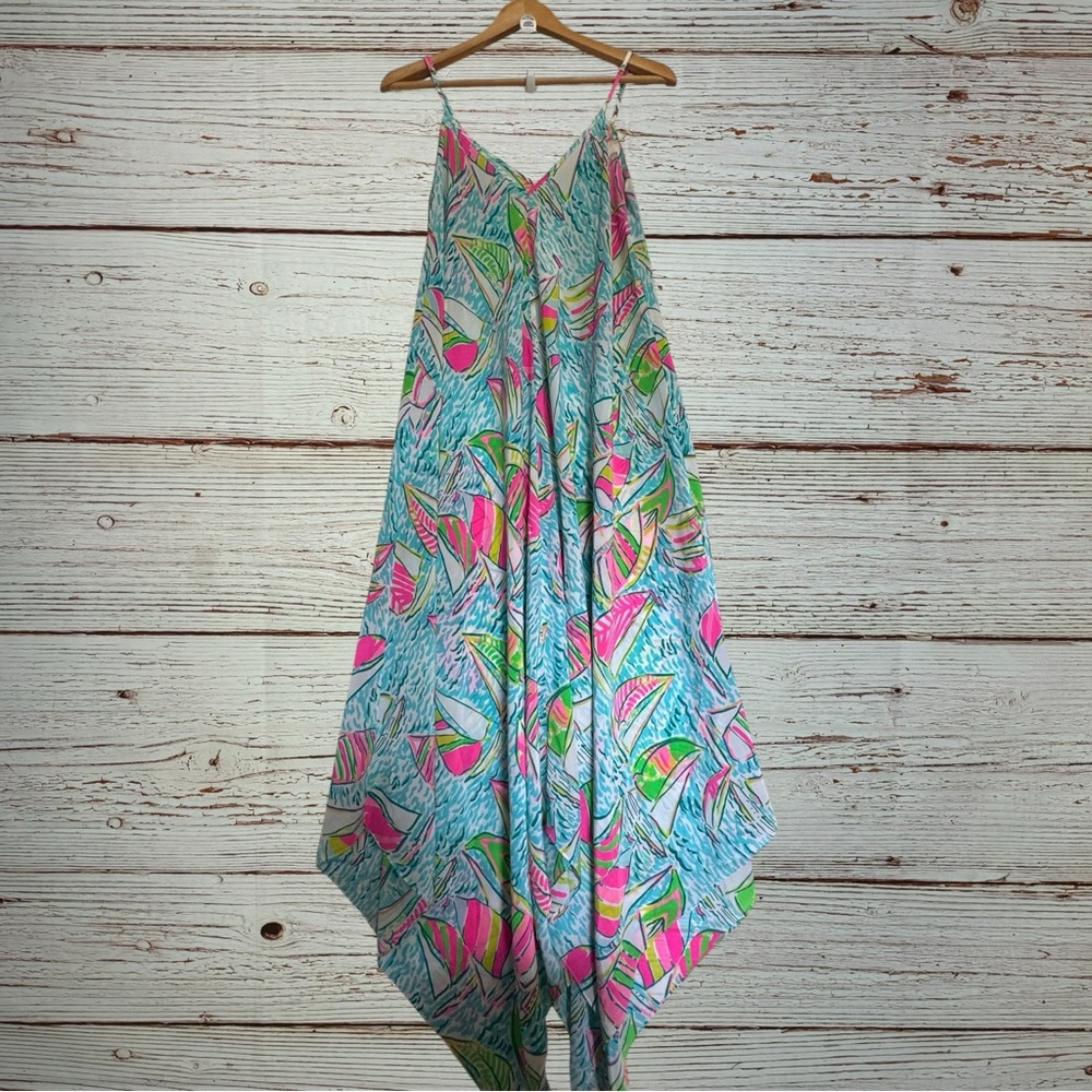 Lilly Pulitzer RARE Rylan Silk Maxi Dress In You Gotta Regatta Multi Sz M - Picture 3 of 13